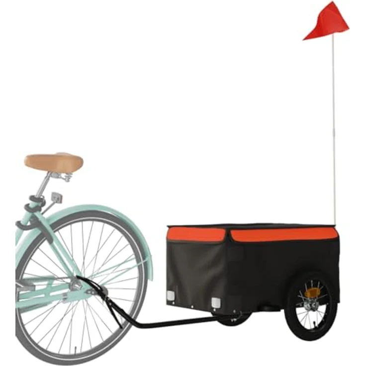 vidaXL Fahrradlastenanhänger Fahrradanhänger Schwarz und Orange 30 kg Eisen, Robuster Lastenanhänger für den Transport schwerer Güter – Bild 3