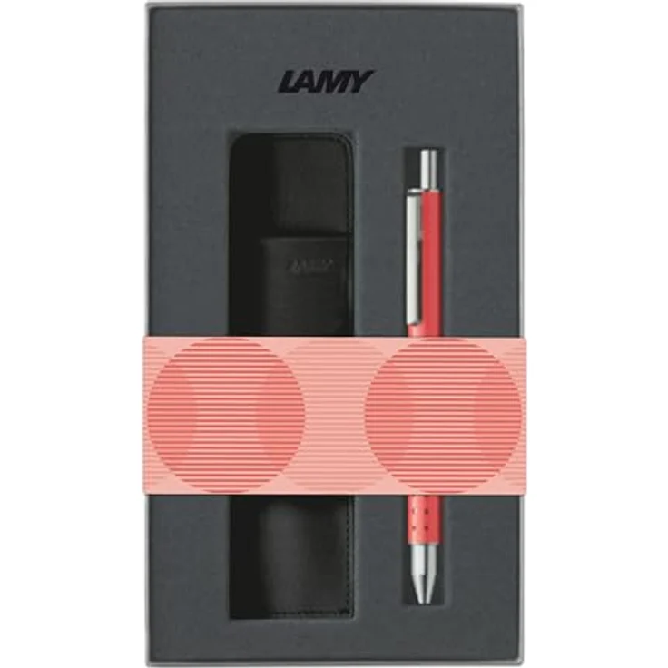 Lamy Roller Swift Sunset Set, hochwertiger Schreibstift mit versenkbarem Clip und Echtleder-Etui, Sunset-Finish – Bild 1