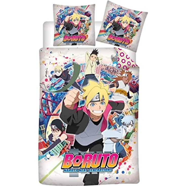 AYMAX Boruto Bettwäsche für Einzelbett, 2-teiliges Set 140 x 200 cm + Kissenbezug 63 x 63 cm, 100 % Mikrofaser, schadstoffgeprüft nach OEKO-TEX Standard 100 – Bild 1