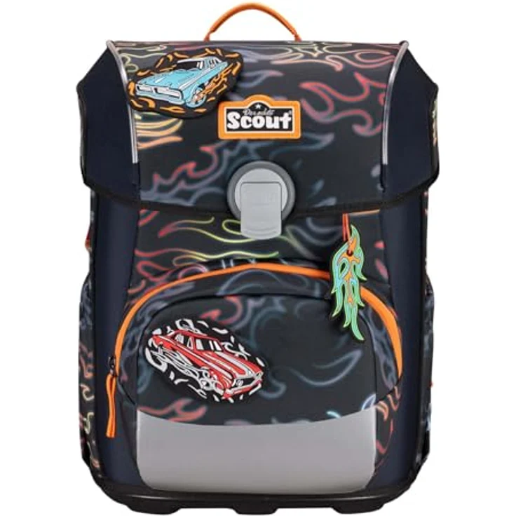 Scout Schulranzen Scout Neo 4-teiliges Set, Safety Light mit Flames-Design, recycled PET – Bild 2