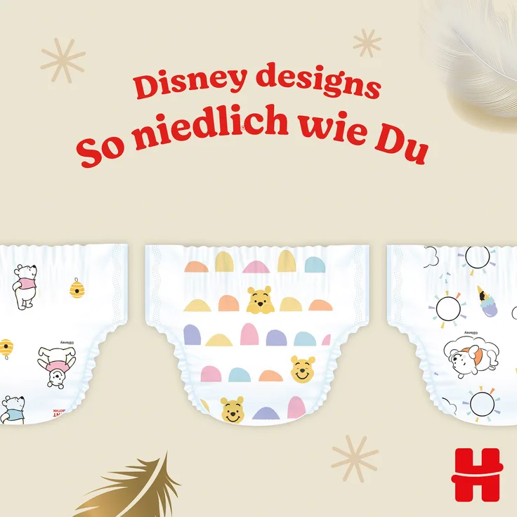 HUGGIES Windeln Extra Care Babywindeln Disney-Design Größe 4, 120 Windeln - 4-in-1 Hautpflege, dermatologisch getestet, mit Nässeindikator, Winnie Puuh Designs