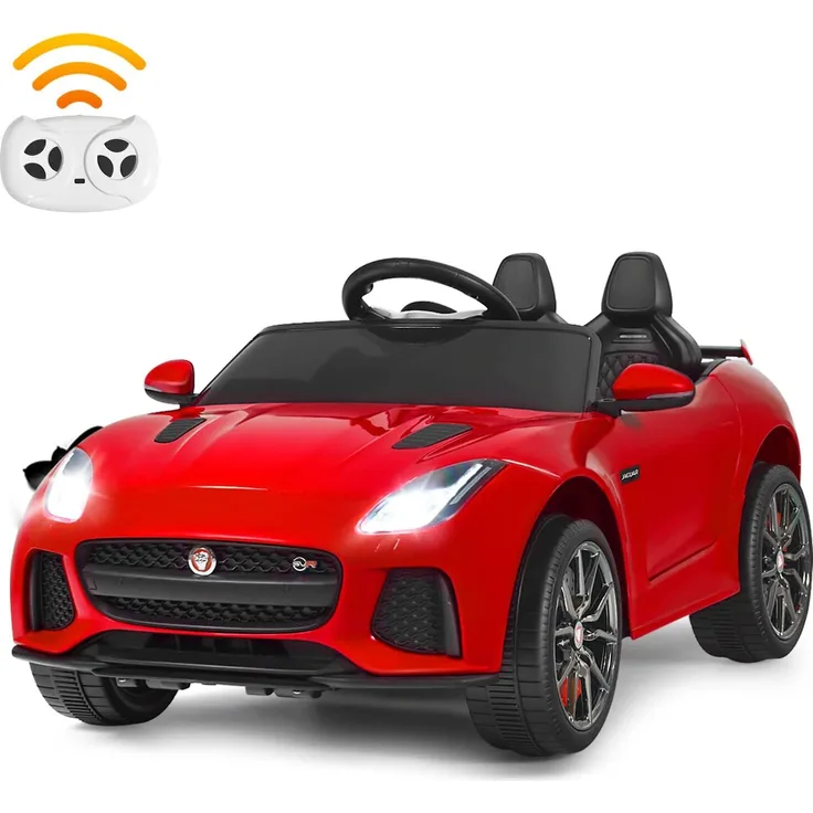 Dreamade 12V Kinderauto Jaguar F-Type, Elektroauto mit 2,4G Fernbedienung, Musik, LED-Licht & Hupe, Rot