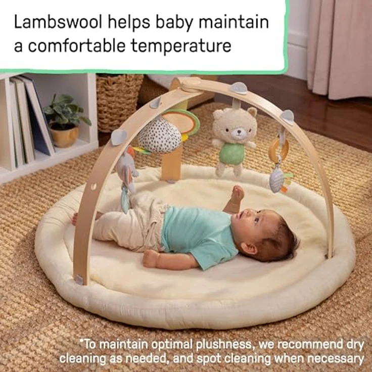 Ingenuity Every Season Plüsch Lammwolle Baby Spielzeug und Spielmatte, atmungsaktiv, Bauchlagematte, 0+ Monate - Natürlich – Bild 4