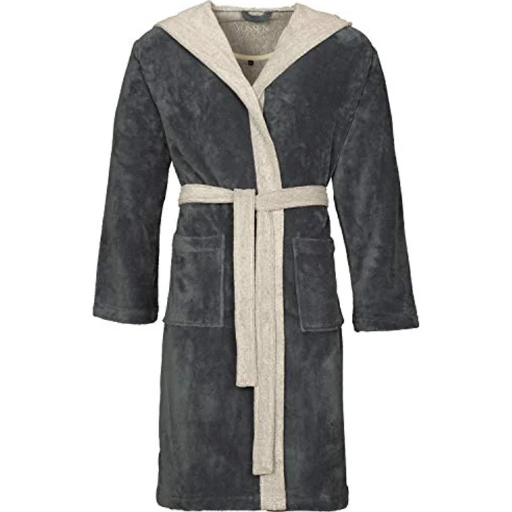 Vossen Bademantel Poppy, unisex Kapuze, flanell, weiß, 45% Polyester, 35% Bambus, 20% Baumwolle – Bild 4