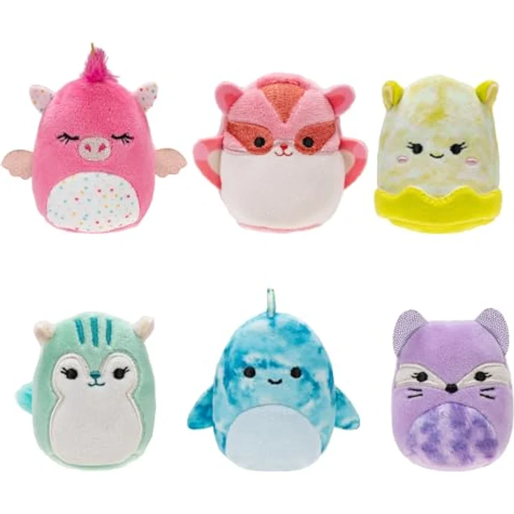 Squishville SQM0507-6er Pack Farbenfroh Squad, superweiche Mini-Squishmallows, 5cm Plüschfiguren – Bild 1