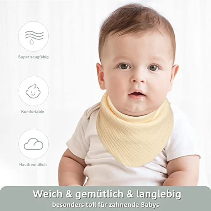 Lulu moon Lätzchen Baby Absorbierende Dreieckstuch , Musselin Halstuch Baby mit Verstellbares Druckknopf, Weiche Sabberlätzchen für Junge und Mädchen, Unisex, 8 Stück (Wald) - Preisvergleich – Bild 4