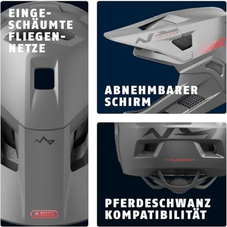 ABUS MTB-Helm YouDrop FF - Fullface-Helm für Kinder und Jugendliche - Silber, Größe S mit abnehmbarem Kinnschutz – Bild 3