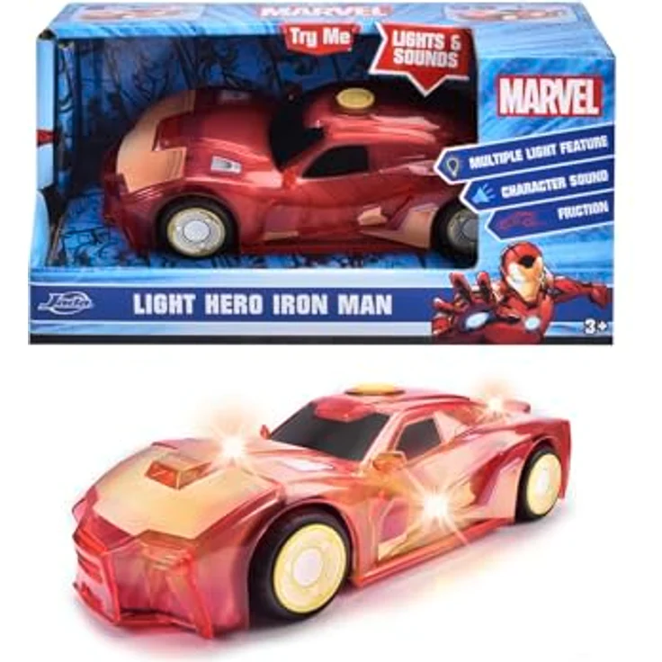 Jada Toys MarvEvi LOVE Light Hero Iron Man 1:32, Spielzeugauto mit Rückziehautomatik, Licht- und Soundfunktionen – Bild 5