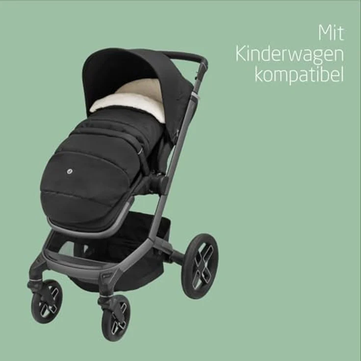 Maxi-Cosi kuschelig weicher 2-in-1 Fußsack, Winterfußsack und Sitzpolster, kompatibel mit Maxi-Cosi Kinderwagen, Black – Bild 4
