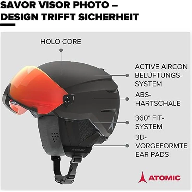 ATOMIC Savor Visor Photo Skihelm mit Visier - Black - Größe L - Maximale Stoßdämpfung - Active Aircon Belüftungssystem - Hochwertige Verspiegelung für klare Sicht, 59-63 – Bild 2