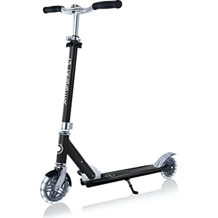 Globber Flow Element Lights 721-120, Scooter mit stabilem Aluminiumrahmen, schwarzen Polyurethanrädern und einstellbarem Lenker, max. Tragfähigkeit 100 kg – Bild 1