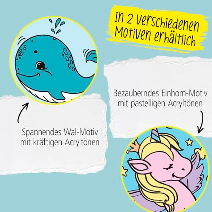 Online Pen Malen nach Zahlen Leinwand-Malen für Kinder (mit Farbtöpfchen & Pinsel), Motiv Wal, 19x29 cm – Bild 5