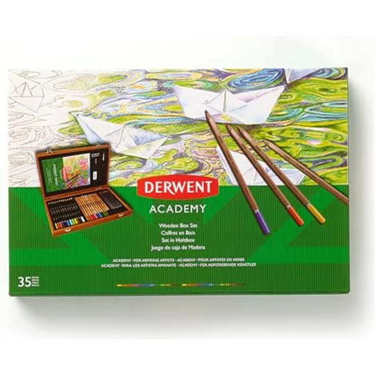 Derwent Sketching Academy Buntstifte-Set, 30-teilig mit 12 Farbstiften, 12 Aquarellstiften und 6 Graphitstiften – Bild 3