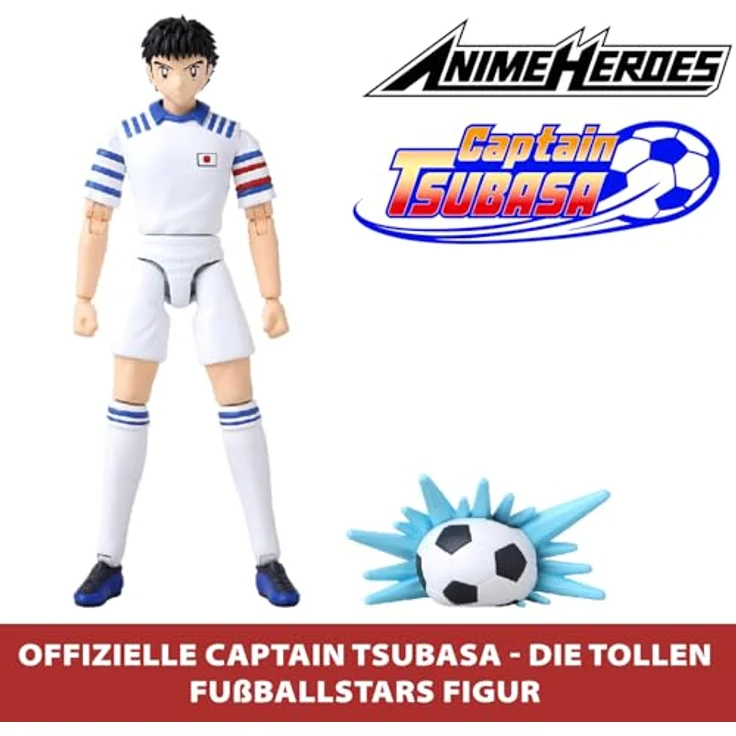 Bandai Anime Heroes - Captain Tsubasa Actionfigur Tsubasa Ozora, 17 cm Gelenkfigur mit Zubehör und Fußball-Ball, Spielzeug für Kinder ab 4 Jahren - 37791 – Bild 2
