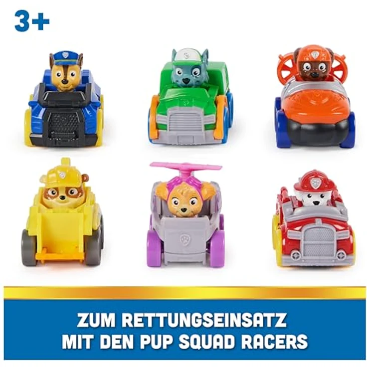 Paw Patrol Pup Squad Racers, Spielzeugautos-Set mit 6 Fahrzeugen, ideal für Kinder, authentische Welpen-Uniformen – Bild 2