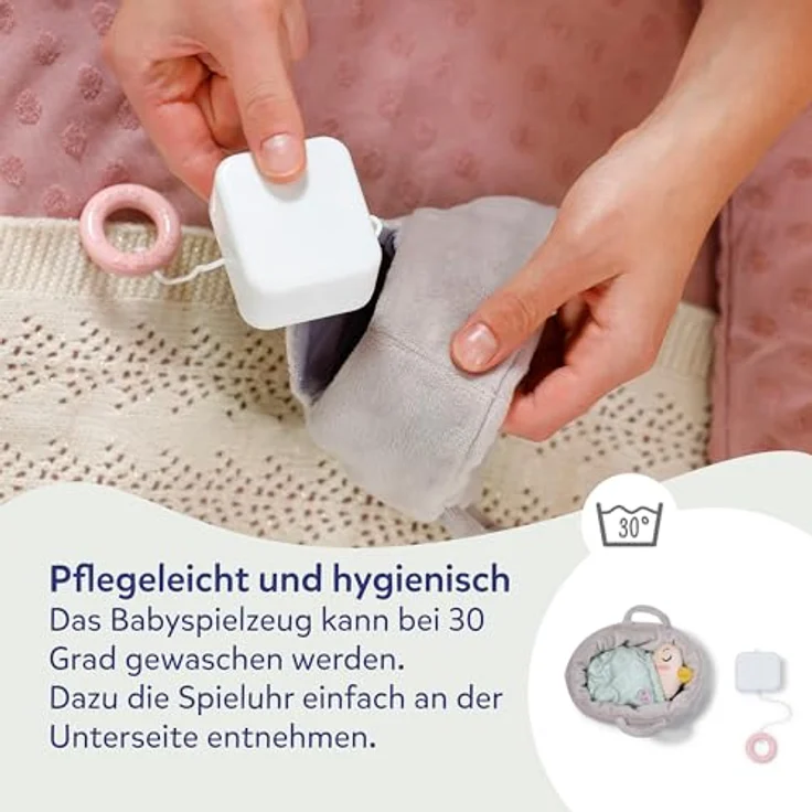 BABY Born Spieluhr Berta, 18cm Kuschel-Berta im Körbchen mit herausnehmbarem Musikmodul, waschbar, ideal für Babys erste Kuschelstunden – Bild 5