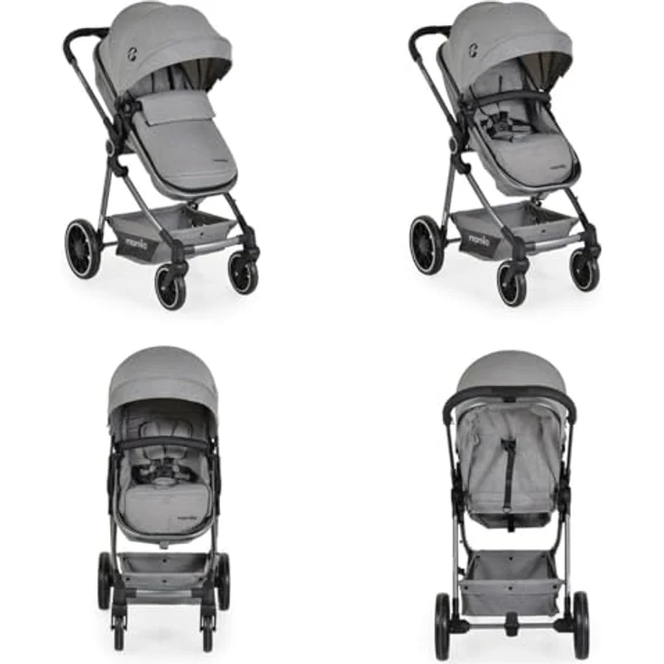 Moni Kombikinderwagen 2 in 1 Giselle klappbar 5-Punkt-Gurt 22 kg, grau – Bild 3
