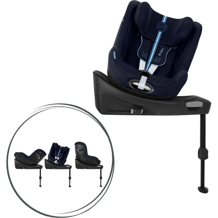 Cybex Sirona Gi Plus i-Size, Reboard Kindersitz mit 360° Drehung und integrierter Basis, Ocean Blue