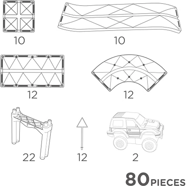 Cleverclixx Autobahn-Bausatz, 80 Teile Magnetspielbausteine in Pastellfarben, langlebiges Magnetspielzeug, robuste Bauweise, erweiterbare Sets – Bild 9