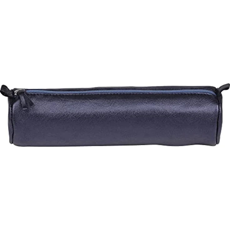 Clairefontaine 8694C Schlampermäppchen, rund, aus Leder mit Perlmutt-Effekt, 5,5 x 22cm, petrolblau, robust und praktisch – Bild 3