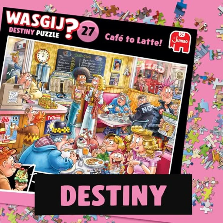 Jumbo Wasgij Destiny 27 - Von der Cafeteria zur Kaffeebar! - 1000 Teile Puzzle, umweltfreundlicher Karton, 68 x 49 cm – Bild 3