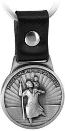 FABACH Christophorus Schlüsselanhänger am Lederband – Schutzpatron für Autofahrer und Reisende