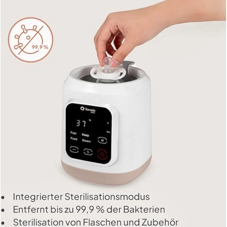 Lionelo Thermup 3.0, Elektrischer Flaschenwärmer Baby 6-in-1 mit Sterilisator, 400 W, Touchdisplay, 35–100 °C, Warmhalten bis 24 h, BPA-frei – Bild 4