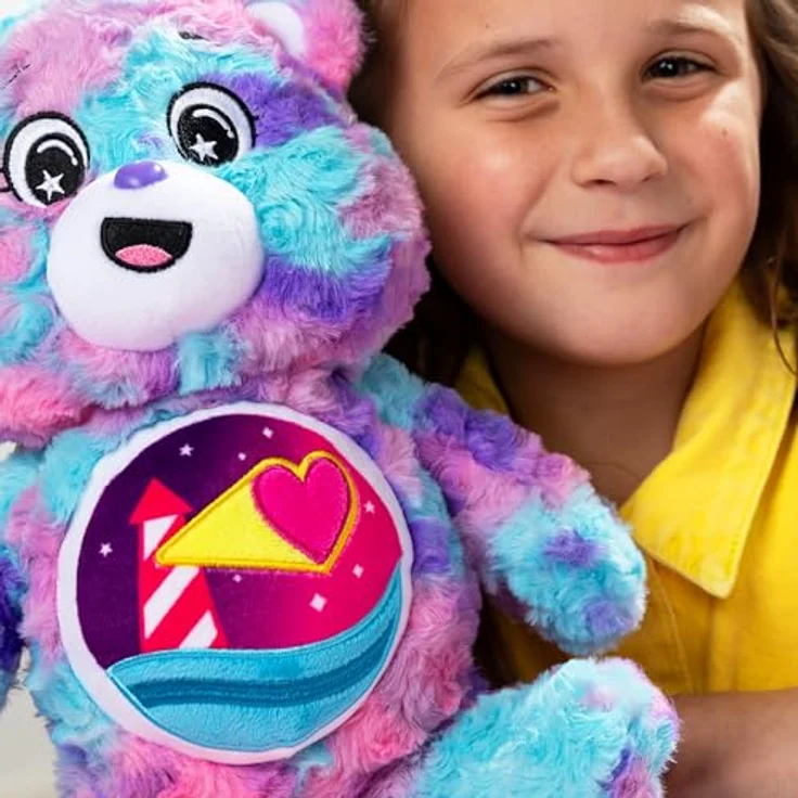 Troetelbeertjes Care Bears Loveshine Bear Colour Splash, 35 cm Plüsch-Teddybär mit detailliertem Belly Badge-Design – Bild 7