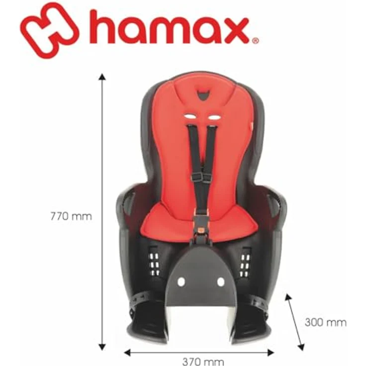 HAMAX Fahrrad Kindersitz Kiss bis zu 22 kg - schwarz/rot – Bild 3
