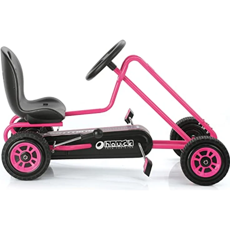 Hauck GoKart Lightning, Tretfahrzeug für Kinder von 4-8 Jahren, pink, verstellbarer Schalensitz, luftgefüllte Reifen, Handbremse – Bild 5