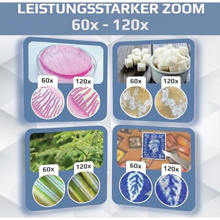 CARSON MicroBrite Pro MM-350, Taschenmikroskop mit 60-120x Vergrößerung und LED-Beleuchtung, inkl. Smartphone-Adapterclip – Bild 6
