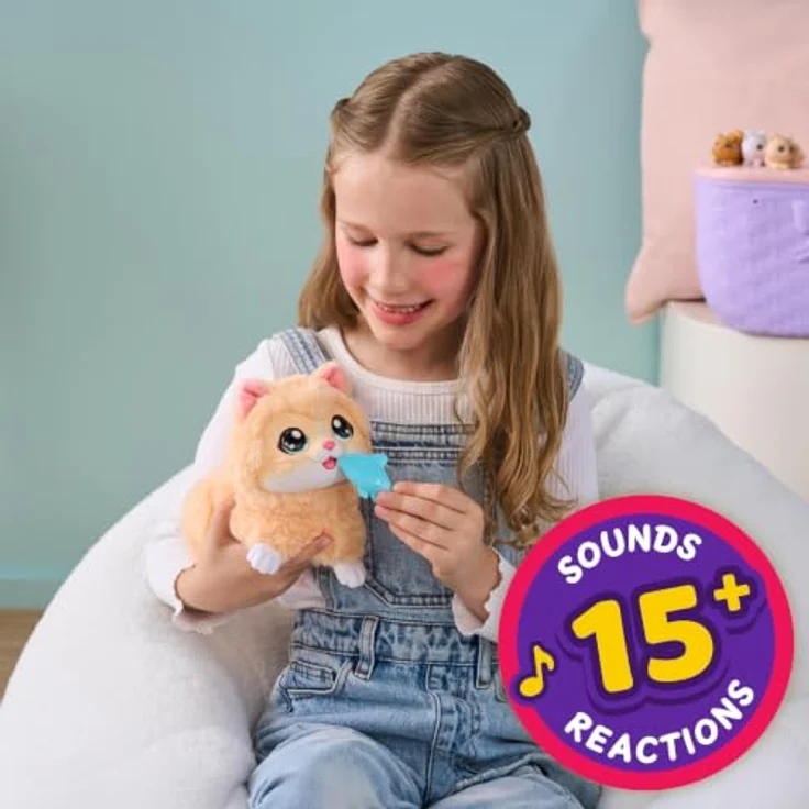 Little Live Pets Mama Surprise Kittens, interaktive Plüschmama mit über 15 Geräuschen und Reaktionen, 3 Überraschungsbabys, tragbarer Korb, für Kinder ab 4 Jahren – Bild 2