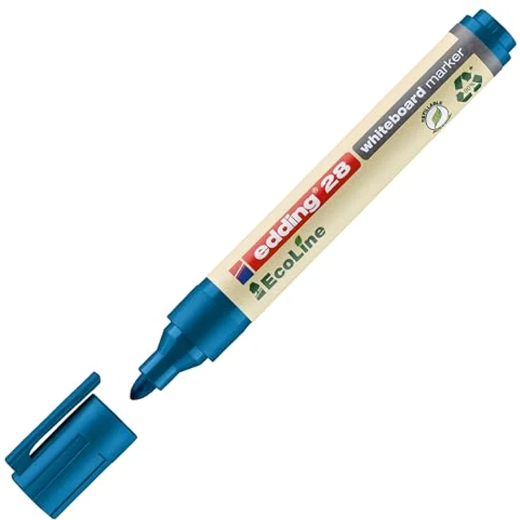 edding Whiteboard Marker 28 EcoLine, nachfüllbar, Strichstärke 1,5-3mm, blau, geruchsarme Tinte, recyclebare Materialien – Bild 1