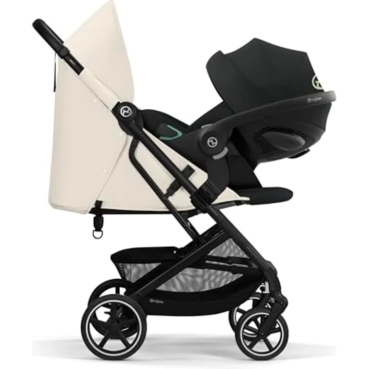 Cybex Gold Kinderwagen Beezy mit One-Pull Harness, Ab Geburt bis ca. 4 Jahre (max. 22 kg), Kompakt und ergonomisch, Canvas White (Weiß mit schwarzem Rahmen) – Bild 5