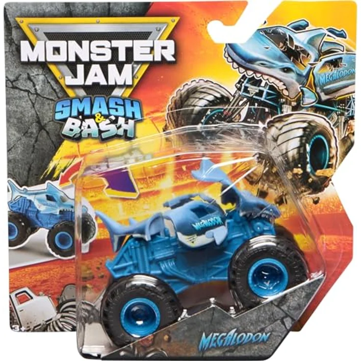 Monster Jam Megalodon Smash & Bash, Die-Cast Monster Truck im Maßstab 1:64 mit Crash & Reset Action, Kinderfreundlich – Bild 1