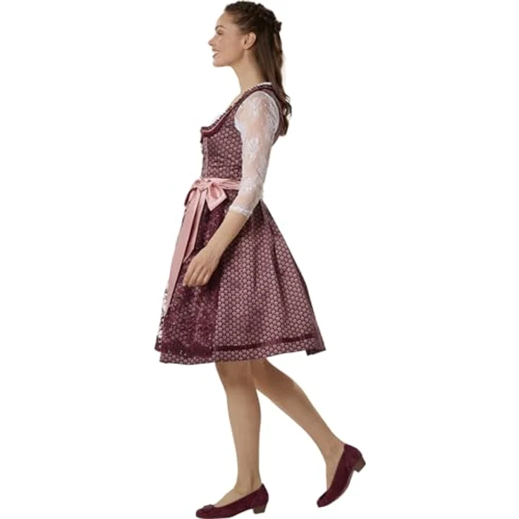dressforfun Dirndl Liah Premium Midi-Dirndl, elegantes Trachtenkleid in Bordeauxrot, Gr. 40 für Oktoberfest und Volksfeste – Bild 3