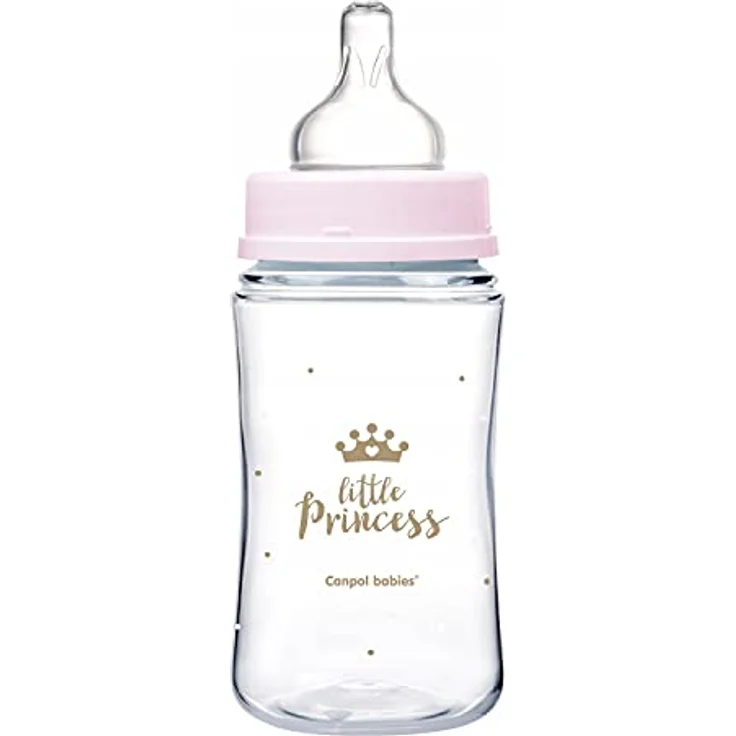 Canpol Babies Royal Baby Babyflasche 3m+ Pink 240 ml, mit weiter Hals und effektivem Entlüftungssystem – Bild 3
