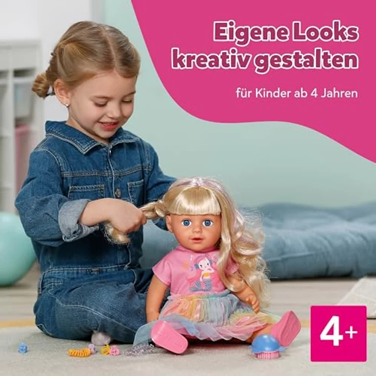Baby Born Babypuppe Carla 43 cm, bewegliche Puppe mit Haarbürste und frisierten Accessoires, wasserfest – Bild 7
