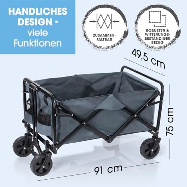 XXXL Bollerwagen Baby on Tour, Grau, Metall und Kunststoff, 49.5x91x75 cm, Kinderwagen – Bild 2