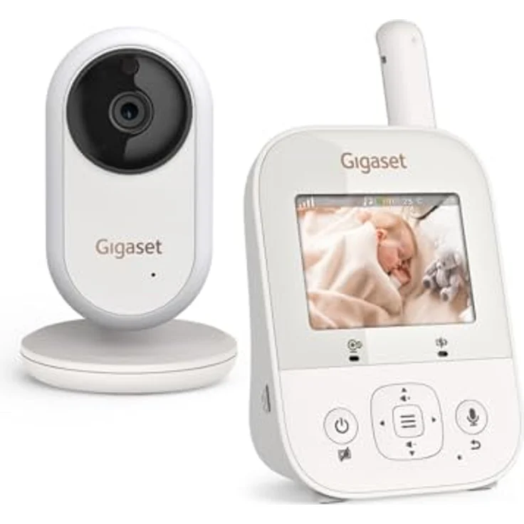 Gigaset Baby 300 Video, Video-Babyphone mit 2,8“ LCD-Bildschirm, Zwei-Wege-Audio, FHSS Technologie, Nachtlicht und Temperatursensor, Cream White/Warm Grey – Bild 1
