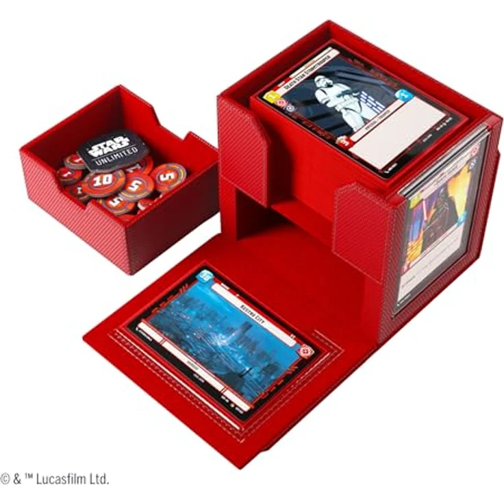 Gamegenic Star Wars: Unlimited Deck Pod (Red), Aufbewahrungsbox für bis zu 60 doppelt gesleevte Karten mit Slide Card Case und zusätzlichem Schubfach – Bild 5