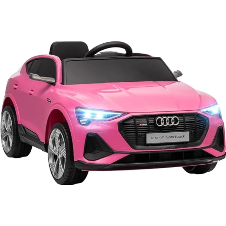 HOMCOM Elektro Kinderauto Audi E-tron 12V mit Fernbedienung, Sicherheitsgurt, MP3/USB-Player, für Kinder 3-5 Jahre, 3-5 km/h, Rosa