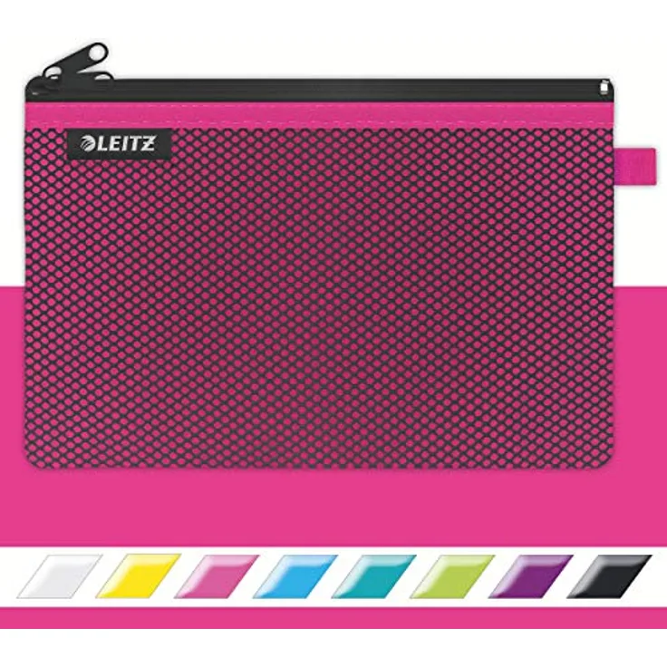 Leitz WOW Mäppchen mit 2 Fächern, Leichtläufiger Reißverschluss, Größe L, Pink