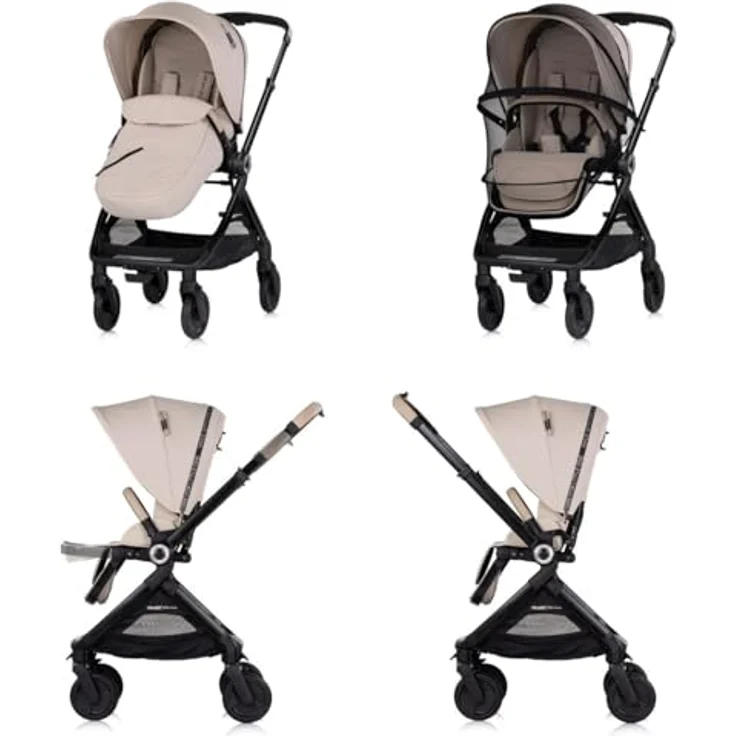 Chipolino Kombikinderwagen 3 in 1 Elite next GEN, Babyschale und Babywanne mit Sonnendach, verstellbare Rückenlehne, beige – Bild 2