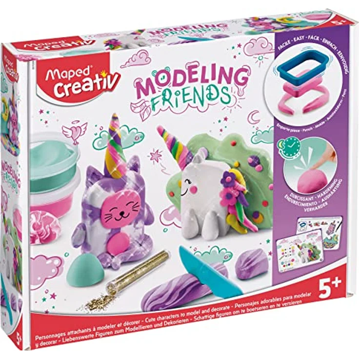 Maped CREATIV 907206 Modellier lufthärtender Modelliermasse Modeling Friends-Magical: Einhörner, bunt, 1 Set – Bild 1