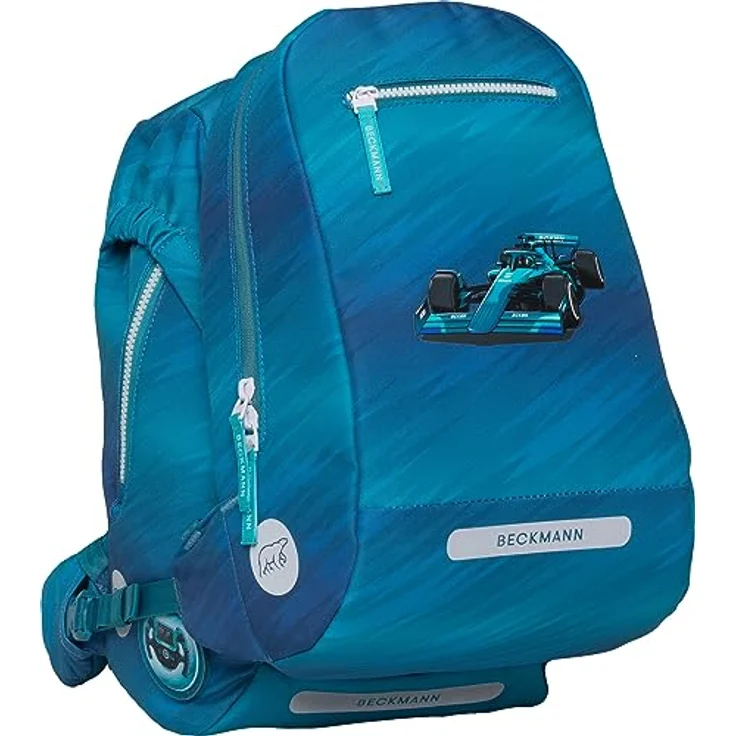 Beckmann Schulranzen Classic, 6tlg. Set in Blau mit Sportrucksack, Federmäppchen, Schlamperrolle und Buttons – Bild 8