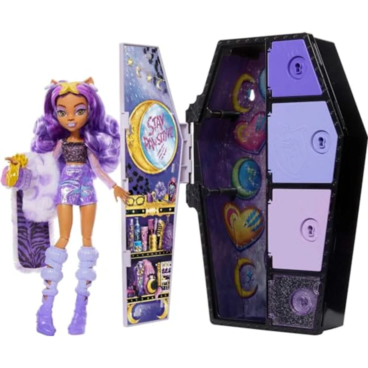 Monster High-Puppe und Outfits, Clawdeen Wolf, Skulltimate Secrets: Fearidescent-Serie, Spind mit über 19 Überraschungen, HNF74 – Bild 1