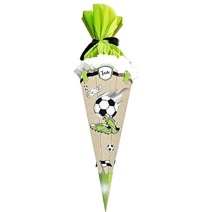 Ursus 9770004 - Schultüte Bastelset, Green & Easy, Fußball, Höhe ca. 68 cm, Durchmesser ca. 20 cm, inklusive Bastelanleitung und Vorlagebogen, zum Selbstbasteln, ideal für die Einschulung