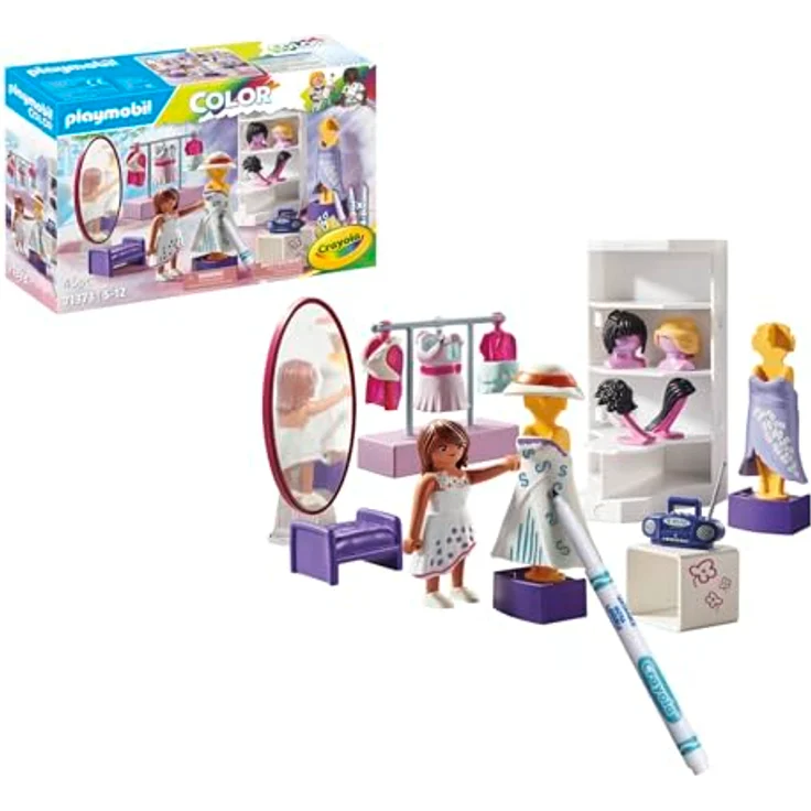 Playmobil Fashion - PLAYMOBIL Color: Fashion Design Set mit wieder abwaschbaren Stiften und vier Wechselperücken, weiß – Bild 1