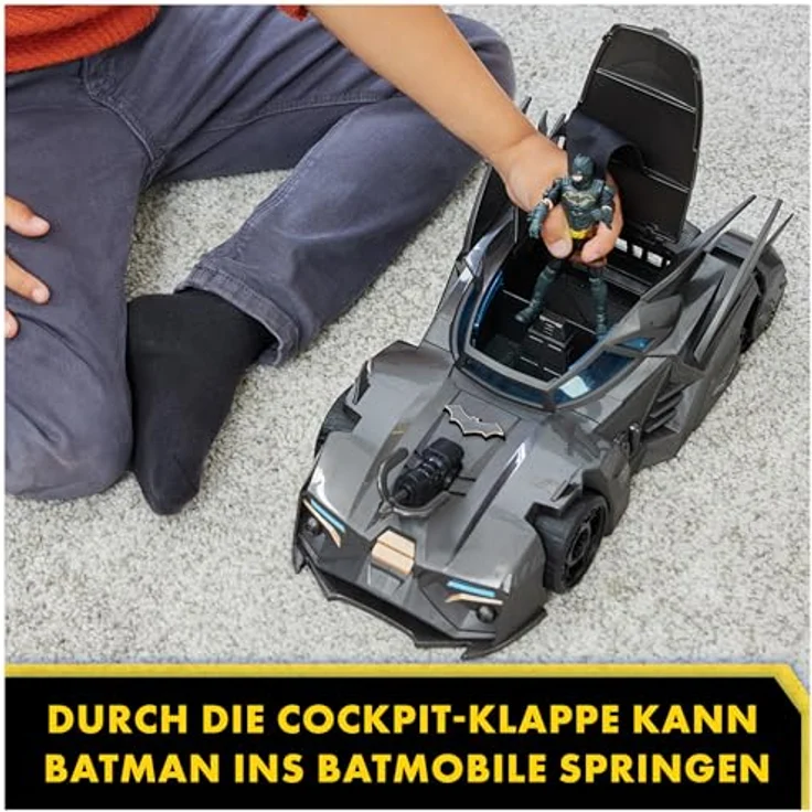 Spin Master - Batman Offroad Batmobile mit Fanghaken-Katapult und Gitter-Zelle im Heck, inkl. 10-cm Batman Figur, für Superheldenfans ab 4 Jahren – Bild 4